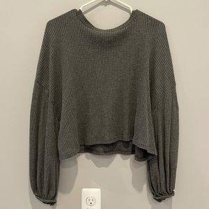 Cropped Waffle Sweater